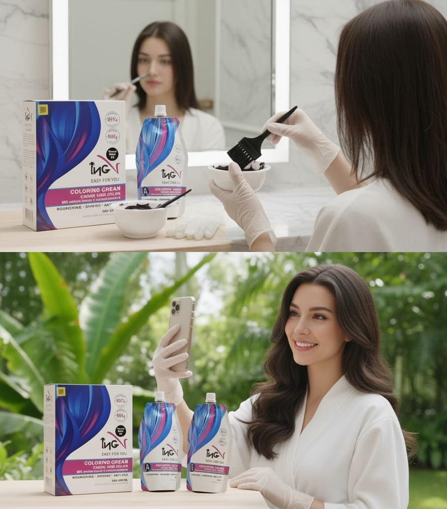 INGV Hair Color Cream 1000ml (500ml + 500ml) – Salon-Quality Hair Dye, Rich Pigment, Long-Lasting Color, Smooth Application & Professional Results black